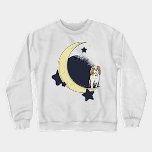 Cavalier King Charles Spaniel At The Moon Crewneck Sweatshirt